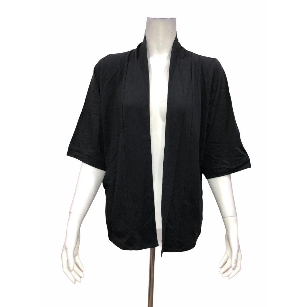 AnyBody Loungewear Women's French Terry Open Front Topper Black XX-Small Size